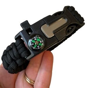 Black Survival Bracelet with Compass